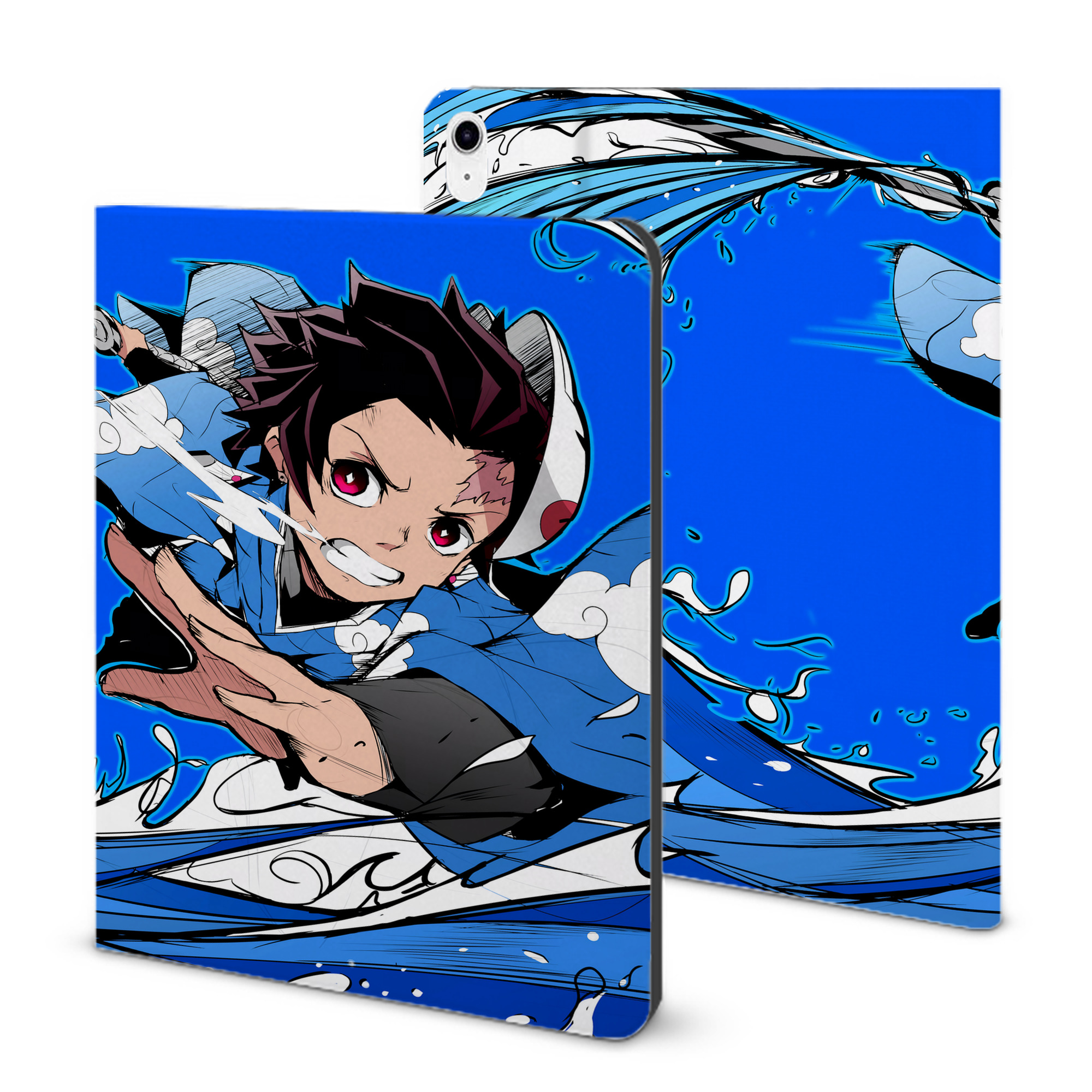 （画像用） 鬼滅の刃（きめつのやいば）竈門 炭治郎／かまど たんじろう Kamado Tanjirou IPad ケース ブック型 PUレザー TPU 耐衝撃 軽量 薄型 ペン収納なし 全面保護 IPad 各モデル対応